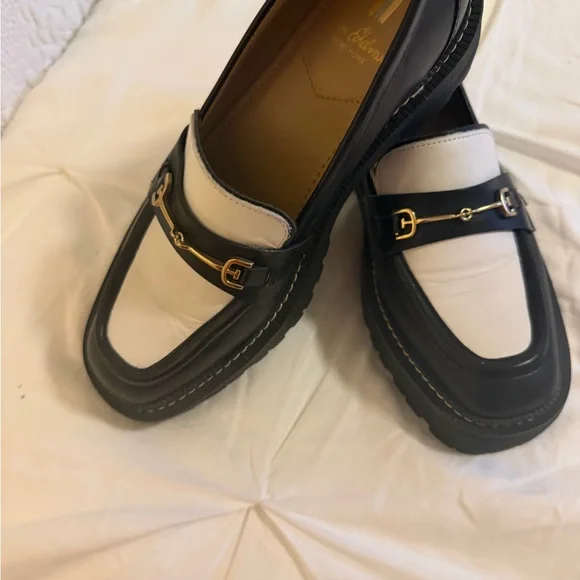 Sam Edelman Black and White Leather Bit Loafers - Picture 2 of 4